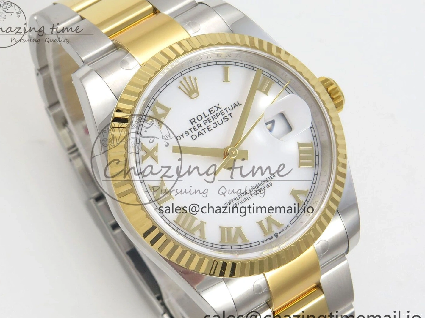 0101 TravelReady DateJust 36 SS YG ARF 1:1 Best Edition 904L Steel White Dial YG Roman on Oyster Bracelet SH 99